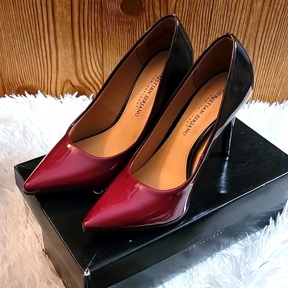 Christian Siriano Burgundy and Black Heels